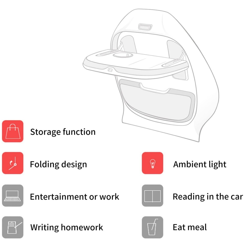Seatback Foldable Table with Wireless Charging for Tesla Model 3/Y