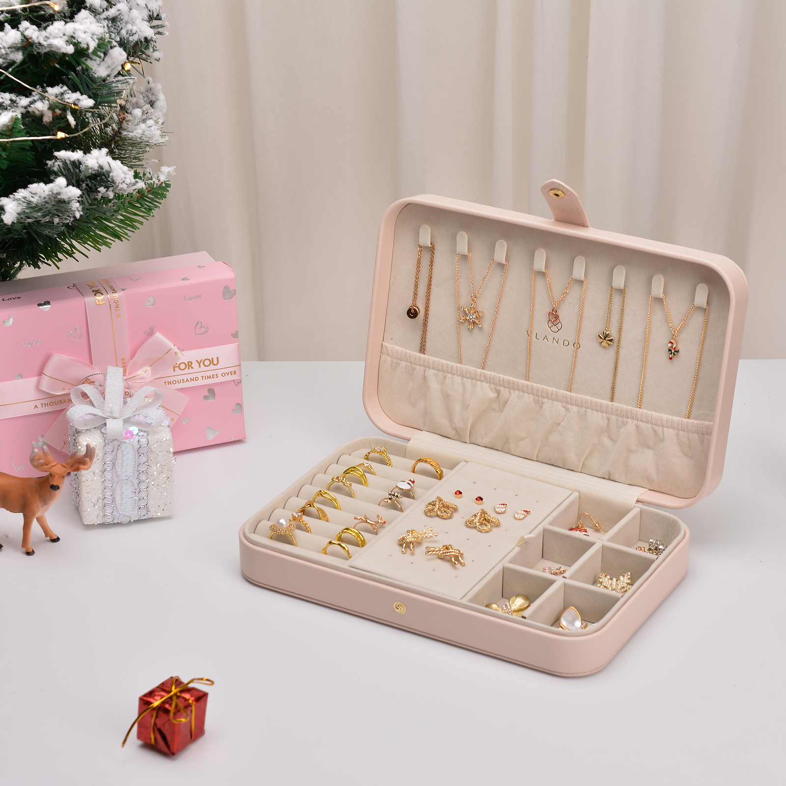Portable Travel Jewelry Box Organizer Velvet Earring Ring Display Ornaments  Case