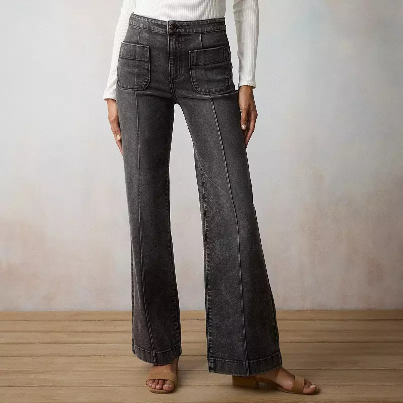 Women's High-Waisted Wide Leg Trouser Jeans