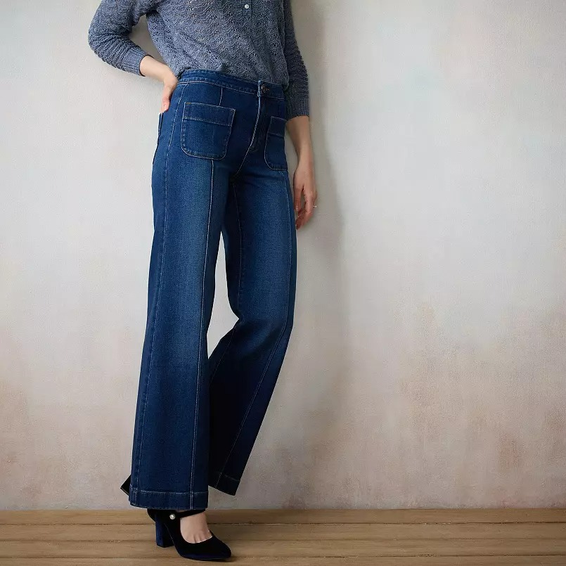 Women's High-Waisted Wide Leg Trouser Jeans