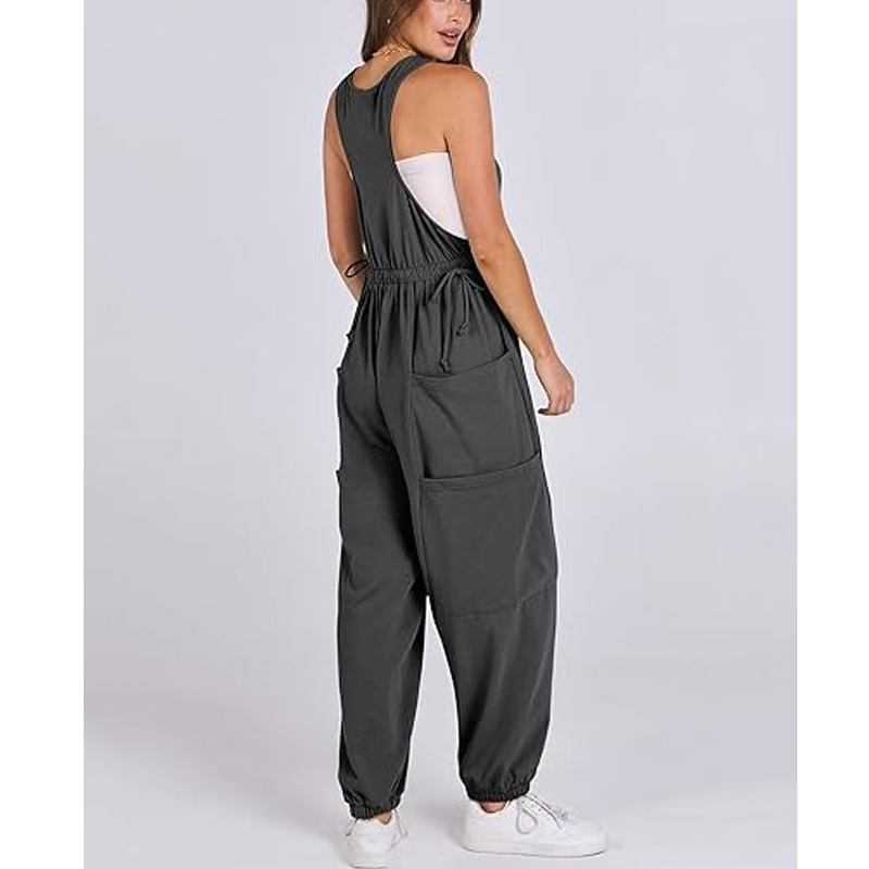 2024 Women Overalls Jumpsuits Loose Casual Dressy Sleeveless Baggy Harem Pants Romper Jumpers