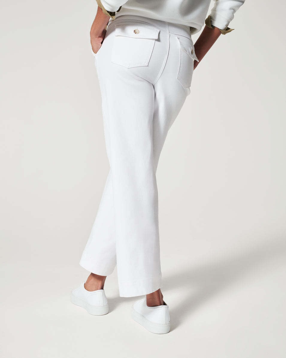 Stretch Twill Cropped Wide Leg Pant
