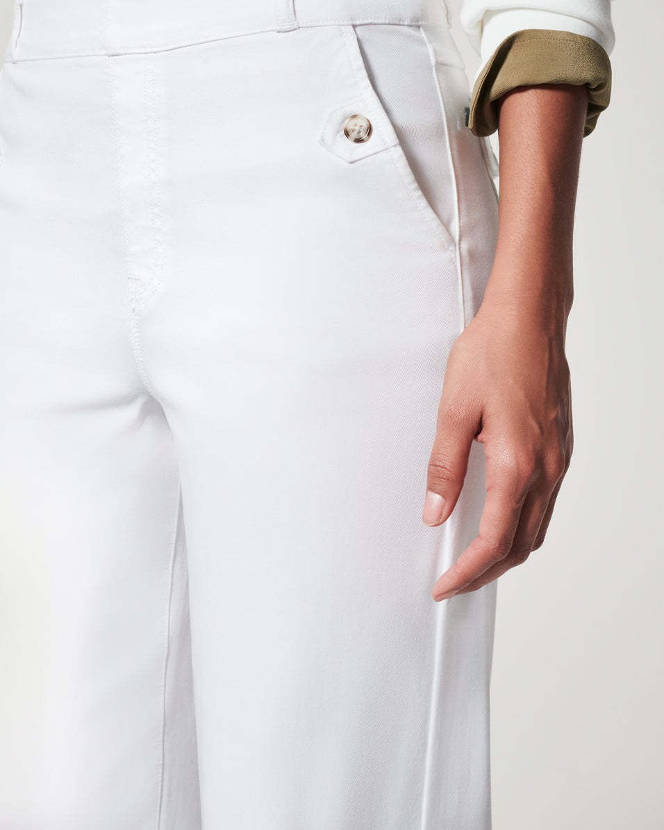 Stretch Twill Cropped Wide Leg Pant