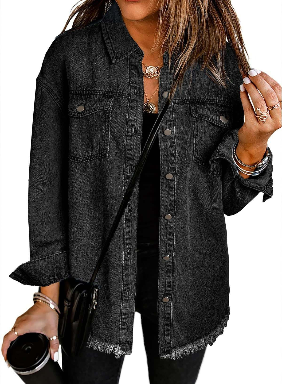 Women's Casual Denim Button Down Distressed Jacket(BUY 2 10% OFF)