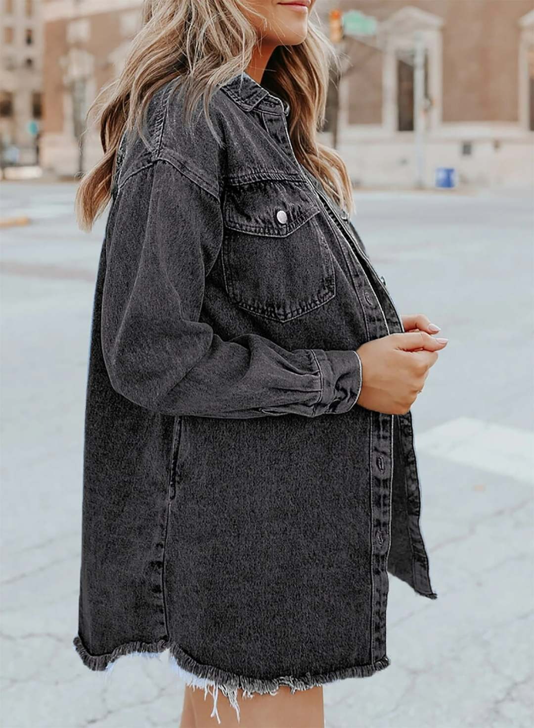 Women's Casual Denim Button Down Distressed Jacket(BUY 2 10% OFF)