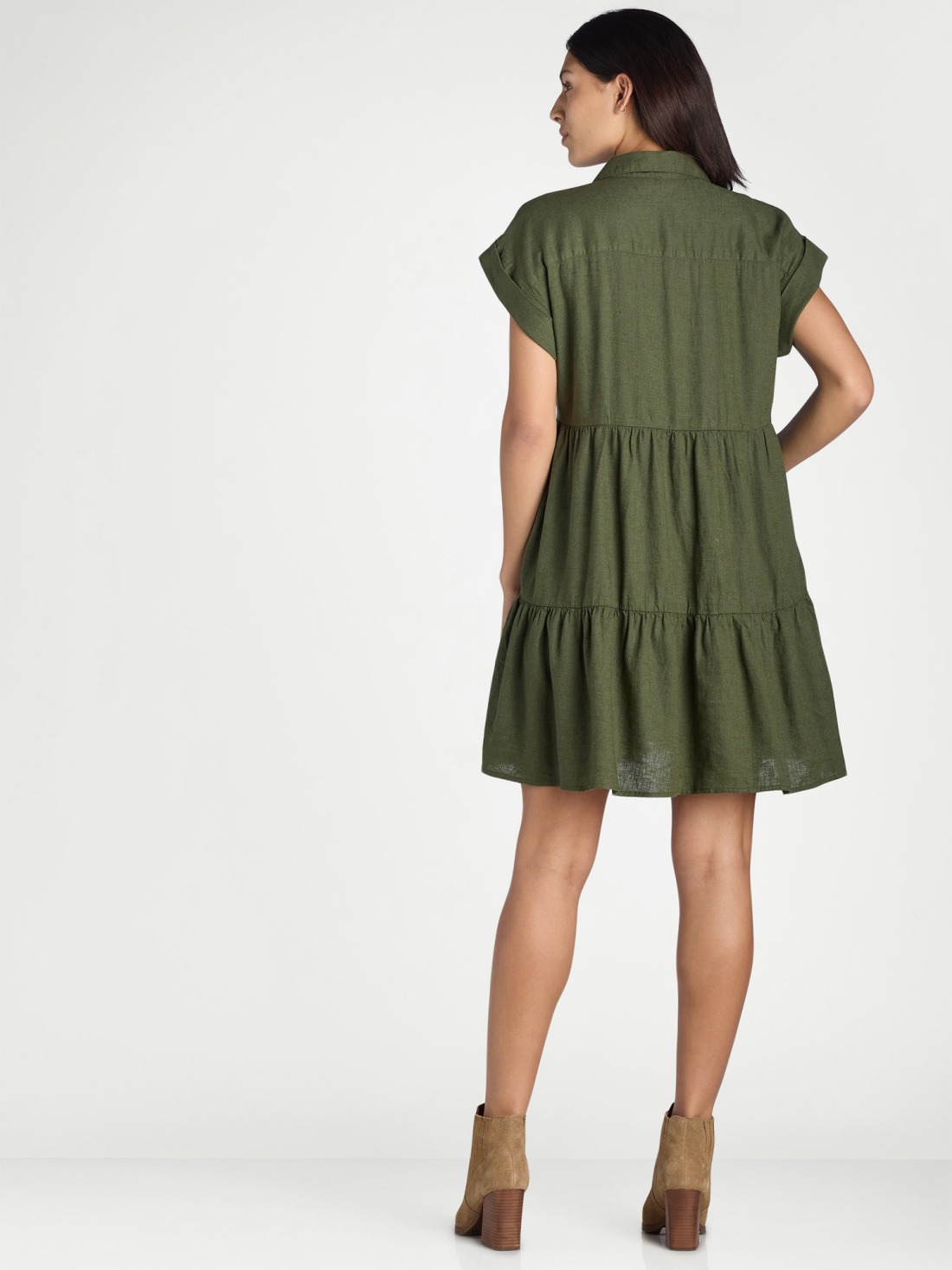 WOMEN'S TIERED MINI SHIRT DRESS (BUY 2 FREE SHIPPING)
