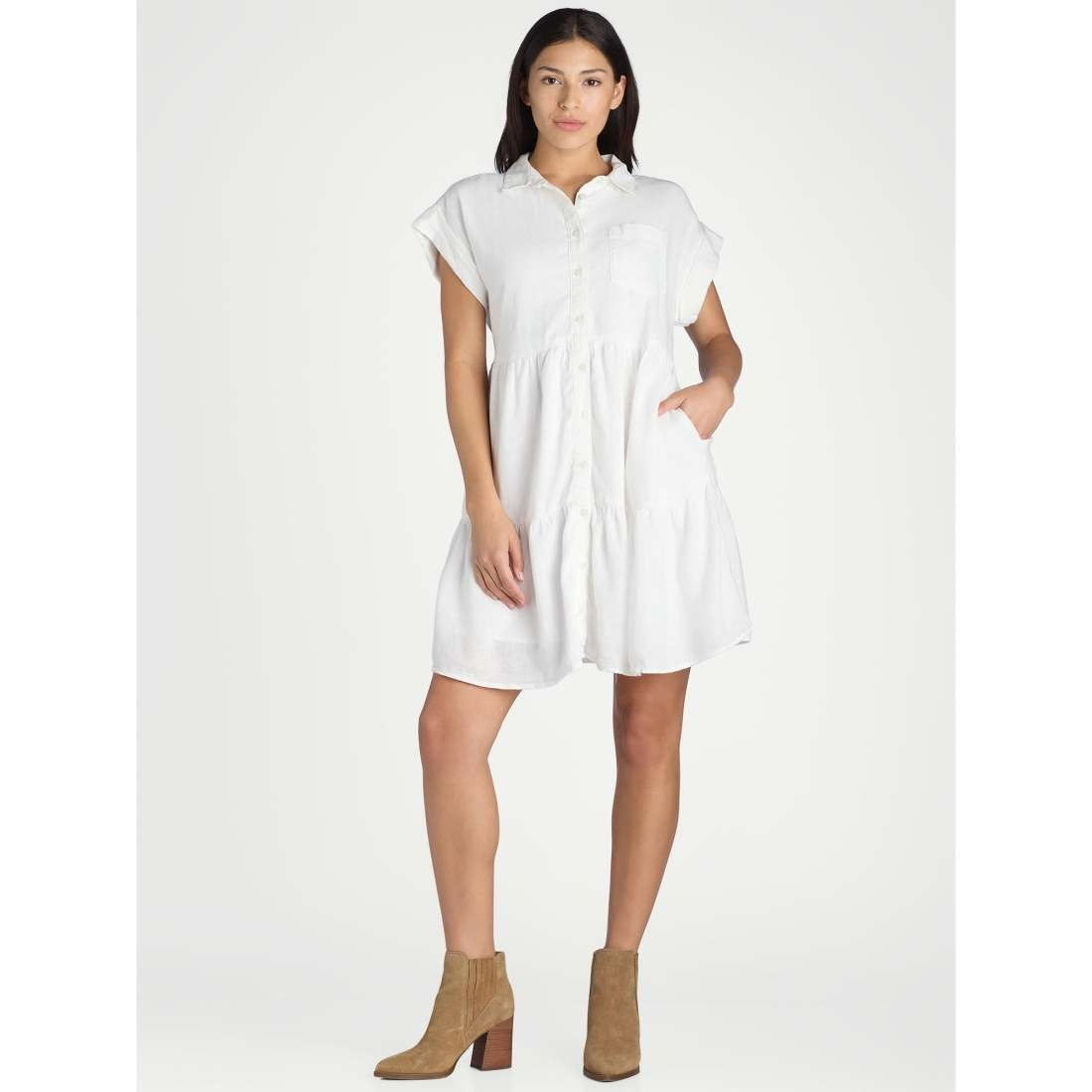 WOMEN'S TIERED MINI SHIRT DRESS (BUY 2 FREE SHIPPING)