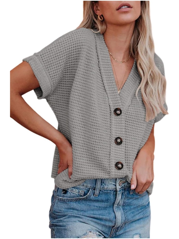 Women's Casual Waffle Knit Button Down Shirts (BUY 2 FREE SHIPPING)