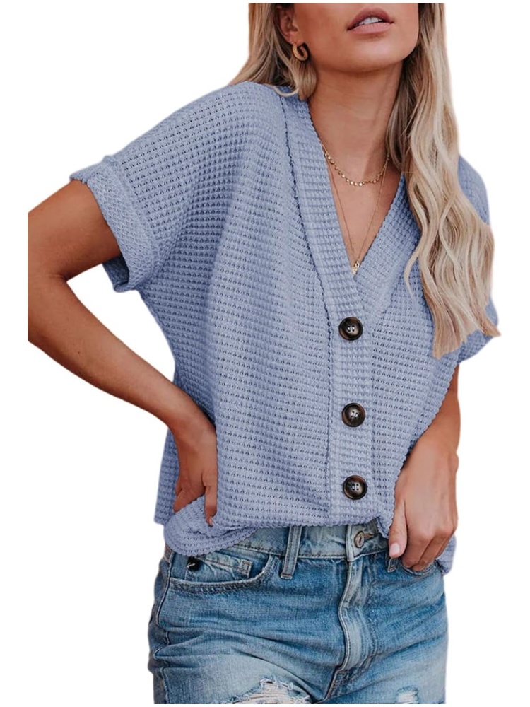 Women's Casual Waffle Knit Button Down Shirts (BUY 2 FREE SHIPPING)