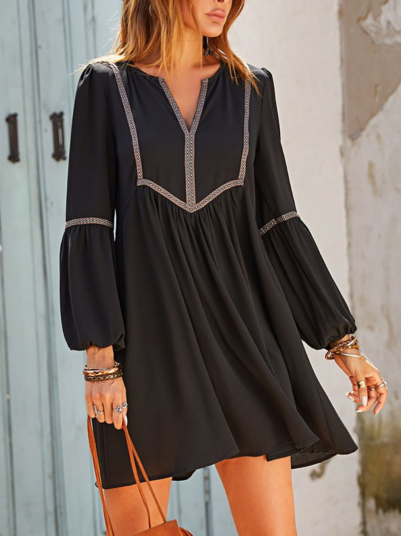 Boho Long Sleeve Mini Dress