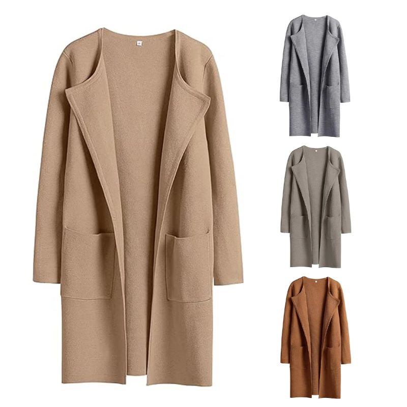 Women's Solid Color Coat Lapel Top Coat with Pockets(BUY 2 FREE SHIPPING)