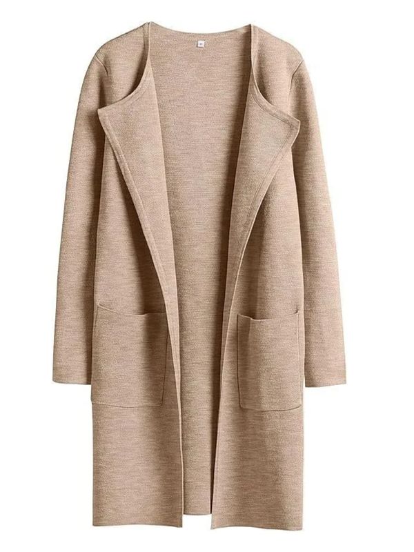 Women's Solid Color Coat Lapel Top Coat with Pockets(BUY 2 FREE SHIPPING)