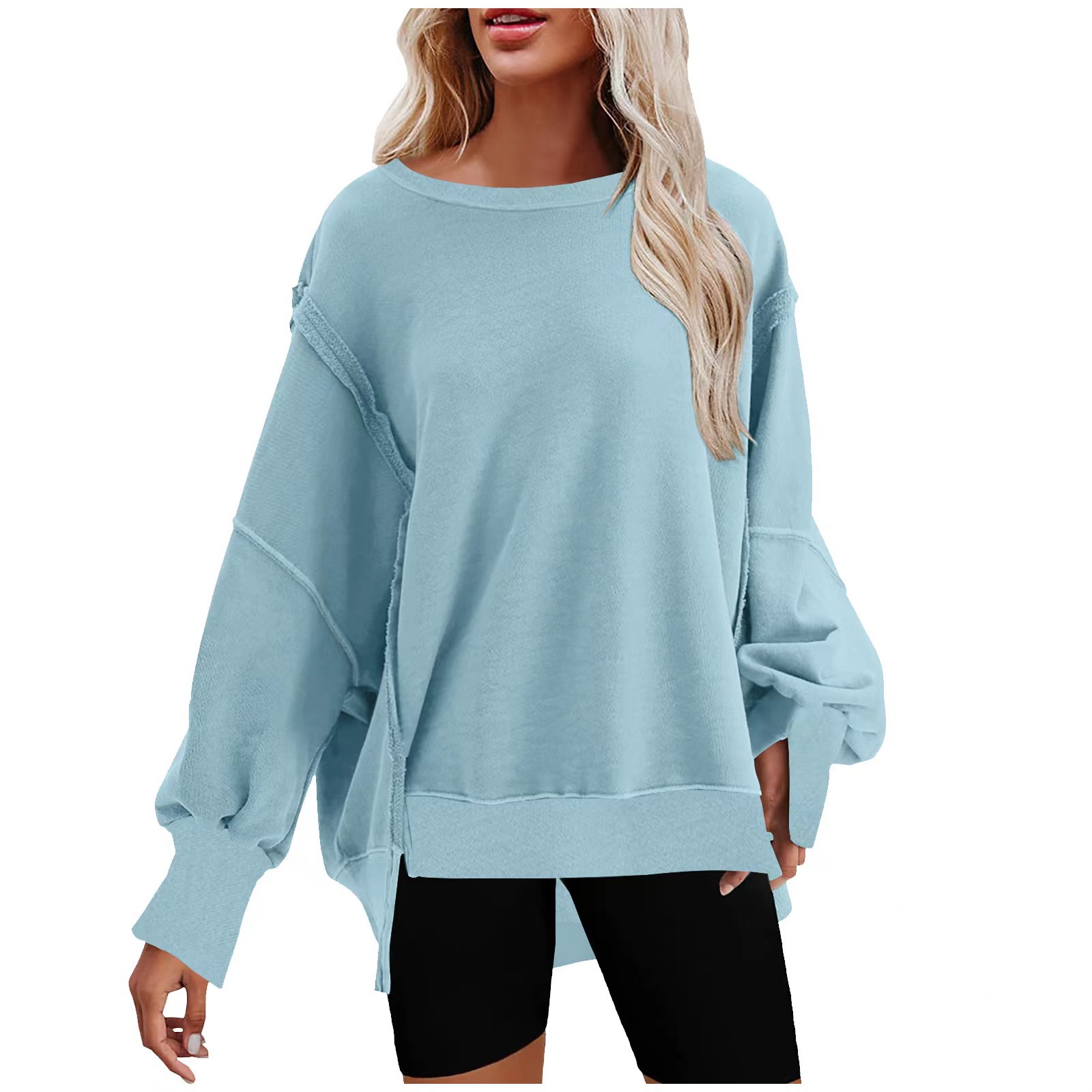 Washed Revealed Seam Oversized Sweatshirt（BUY 2 FREE SHIPPING)