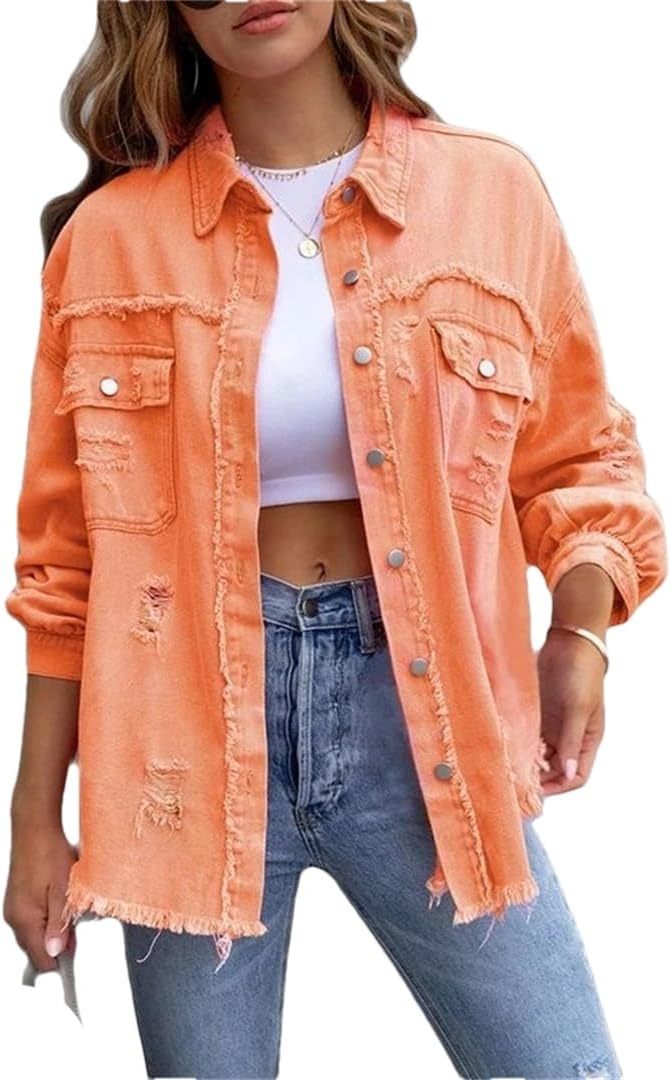 Women's Distressed Denim Lapel Jacket (Buy 2 Free Shipping)