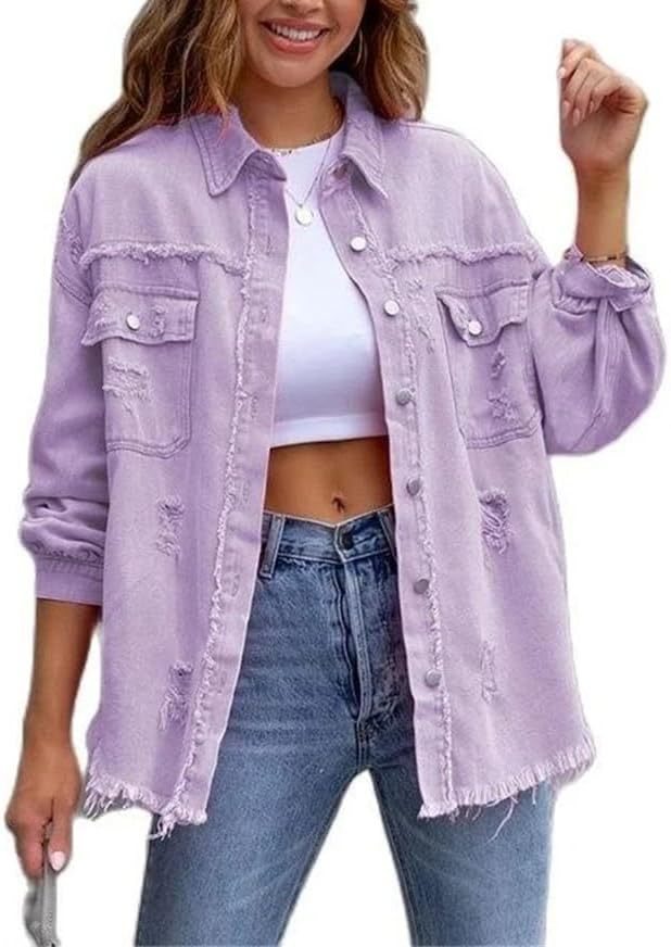 Women's Distressed Denim Lapel Jacket (Buy 2 Free Shipping)