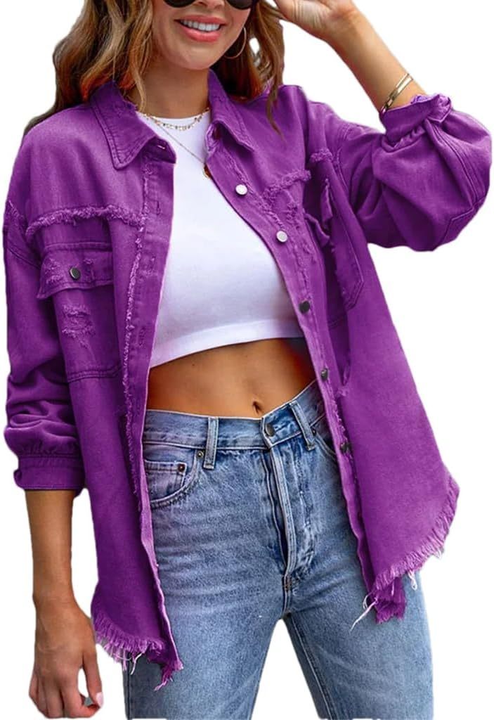 Women's Distressed Denim Lapel Jacket (Buy 2 Free Shipping)