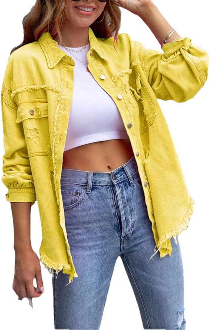 Women's Distressed Denim Lapel Jacket (Buy 2 Free Shipping)