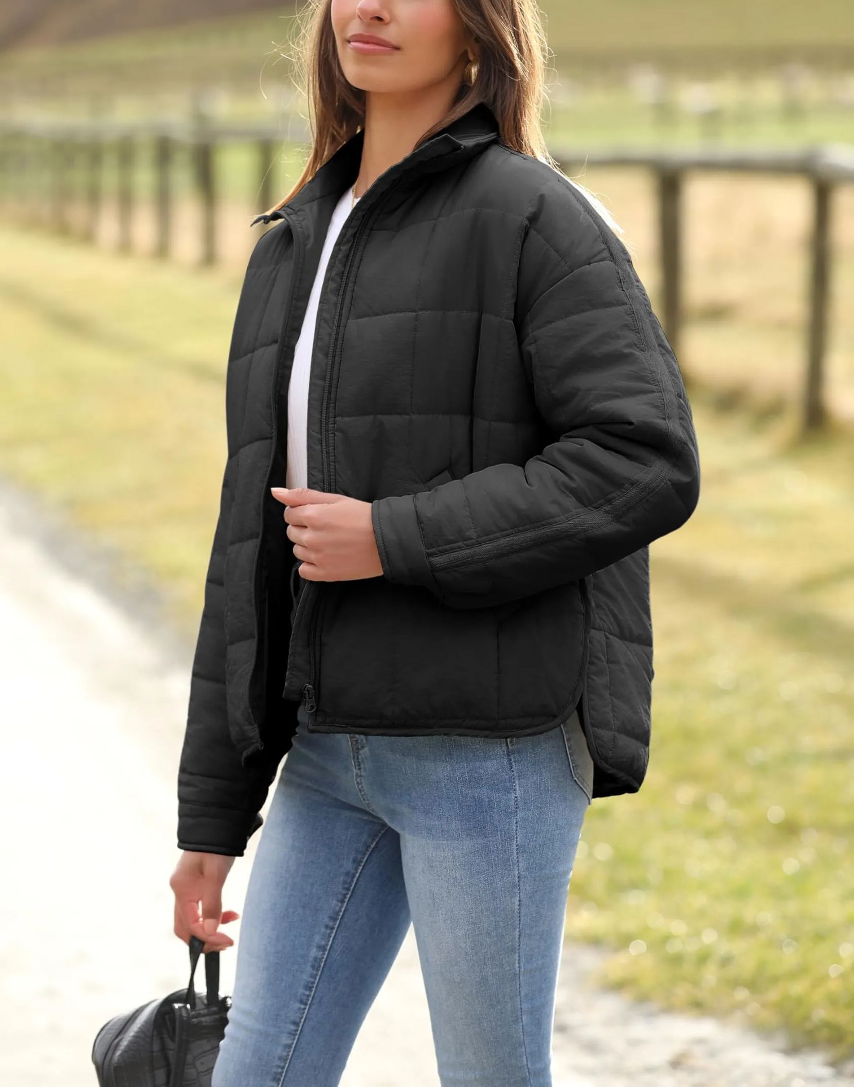 Women's Oversized Splice Quilted Lightweight Puffer Jacket Padded Coat With Pockets (Buy 2 Free Shipping)