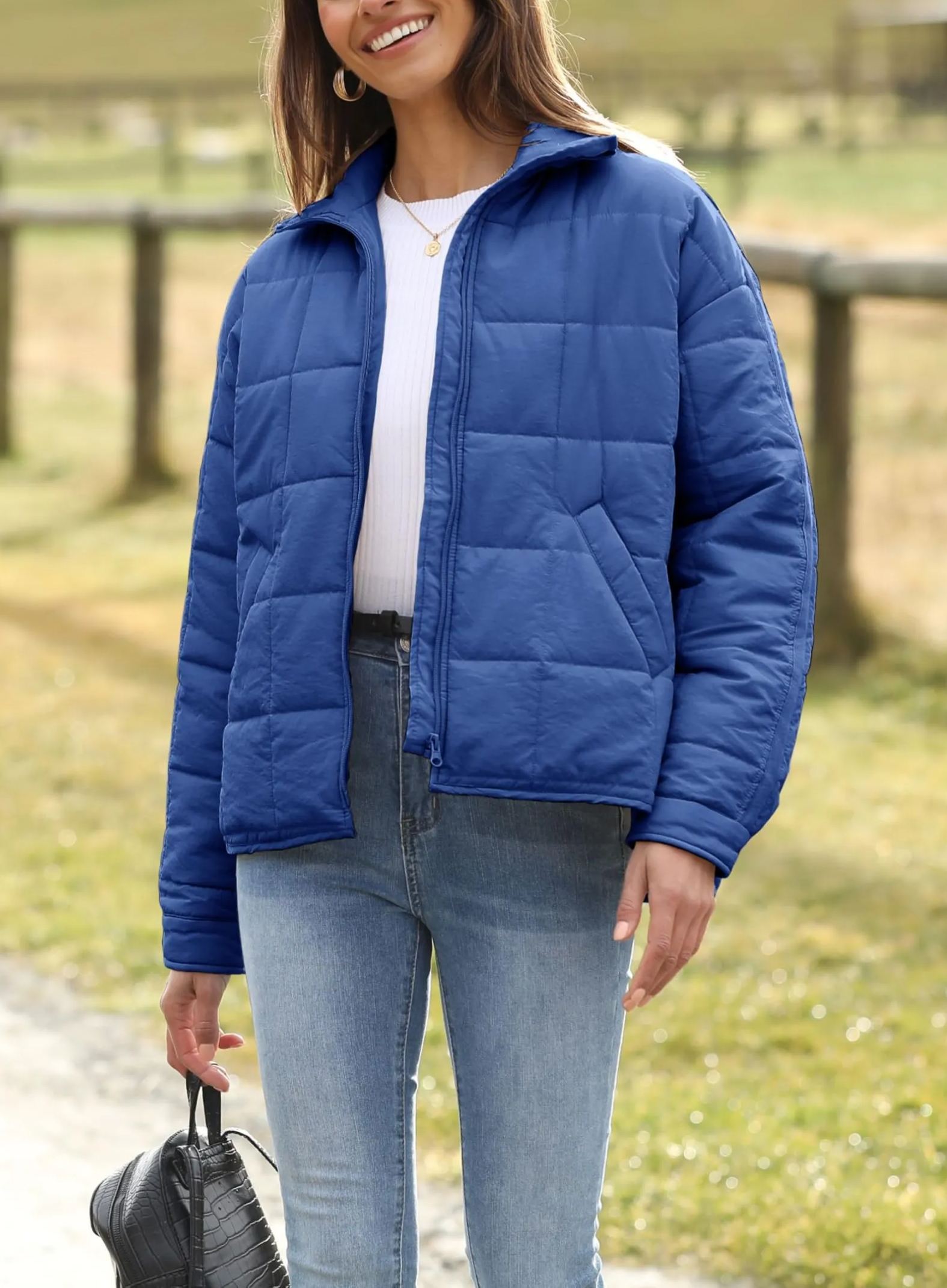 Women's Oversized Splice Quilted Lightweight Puffer Jacket Padded Coat With Pockets (Buy 2 Free Shipping)