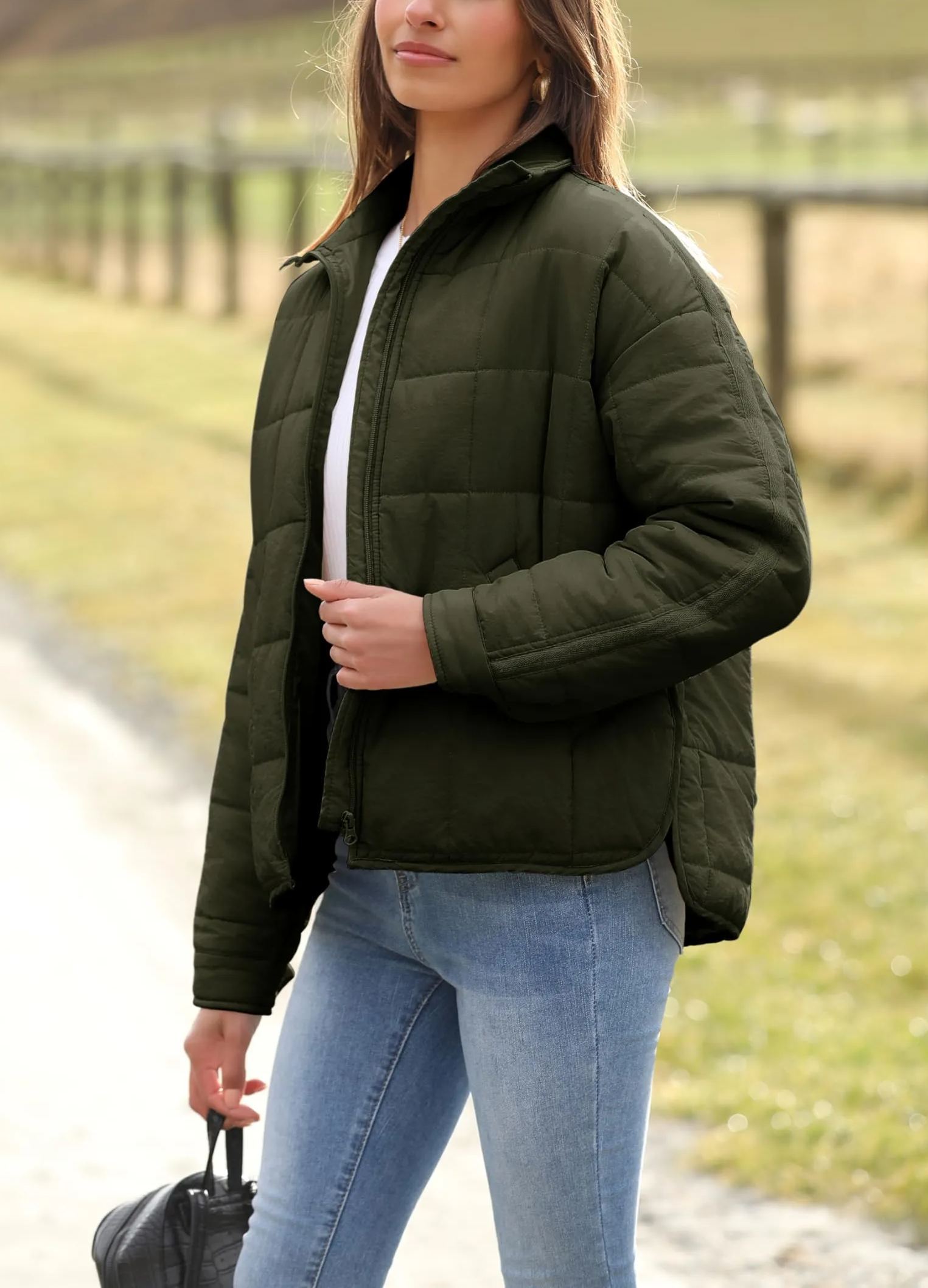 Women's Oversized Splice Quilted Lightweight Puffer Jacket Padded Coat With Pockets (Buy 2 Free Shipping)