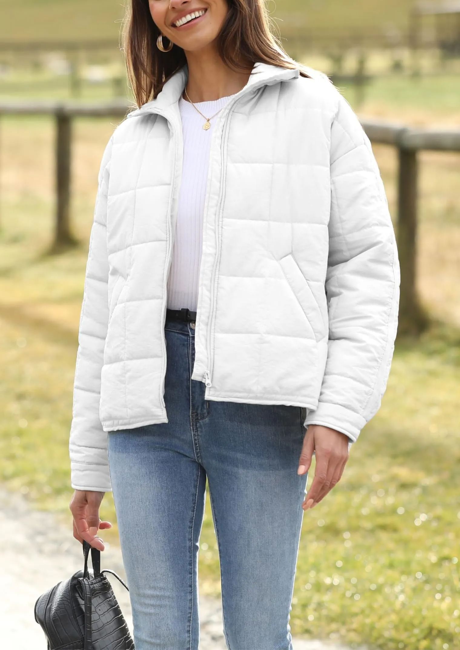 Women's Oversized Splice Quilted Lightweight Puffer Jacket Padded Coat With Pockets (Buy 2 Free Shipping)