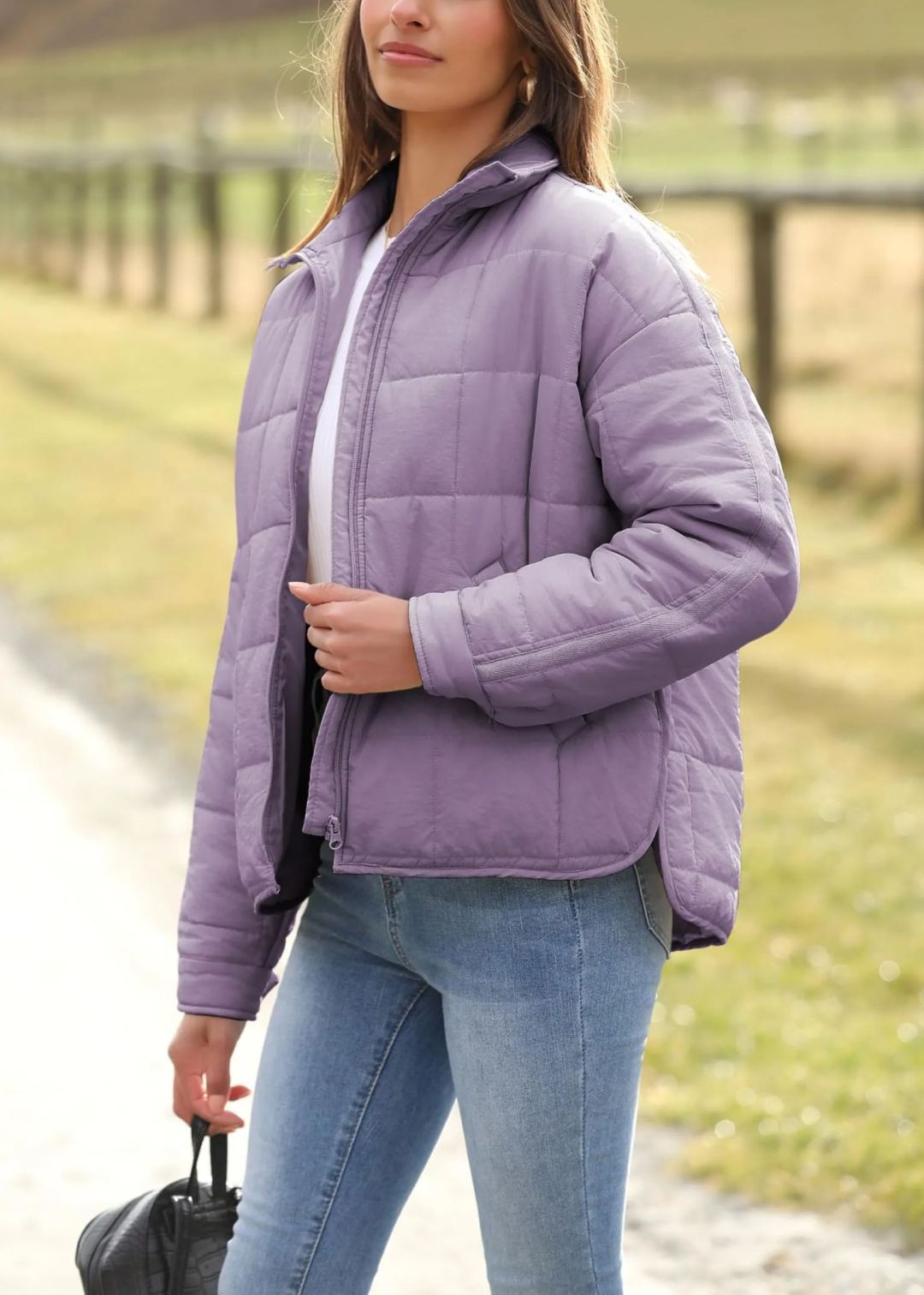 Women's Oversized Splice Quilted Lightweight Puffer Jacket Padded Coat With Pockets (Buy 2 Free Shipping)