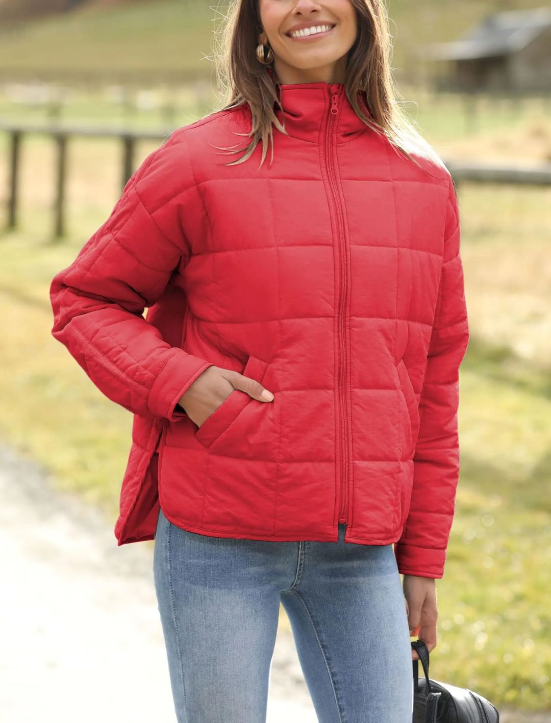 Women's Oversized Splice Quilted Lightweight Puffer Jacket Padded Coat With Pockets (Buy 2 Free Shipping)
