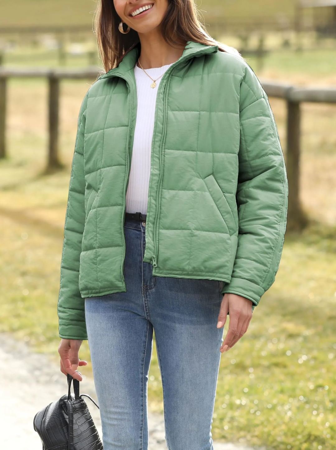 Women's Oversized Splice Quilted Lightweight Puffer Jacket Padded Coat With Pockets (Buy 2 Free Shipping)