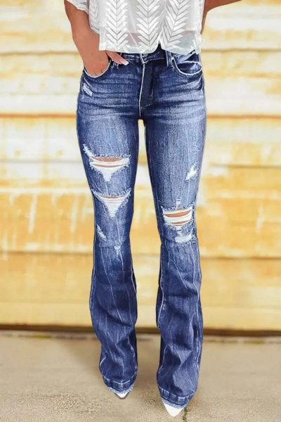 Button Front Butt Lifting Flare Jeans