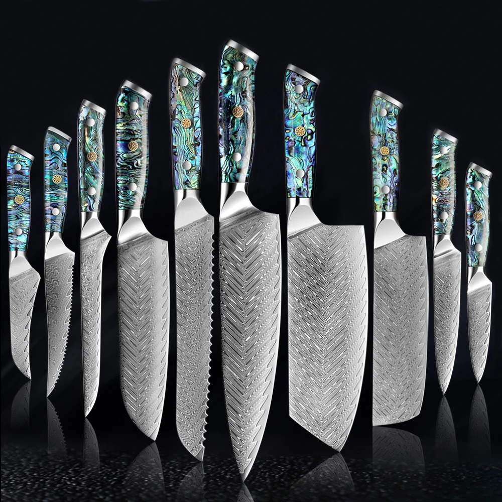 10-Piece Japanese Damascus Steel Chef Knife Set