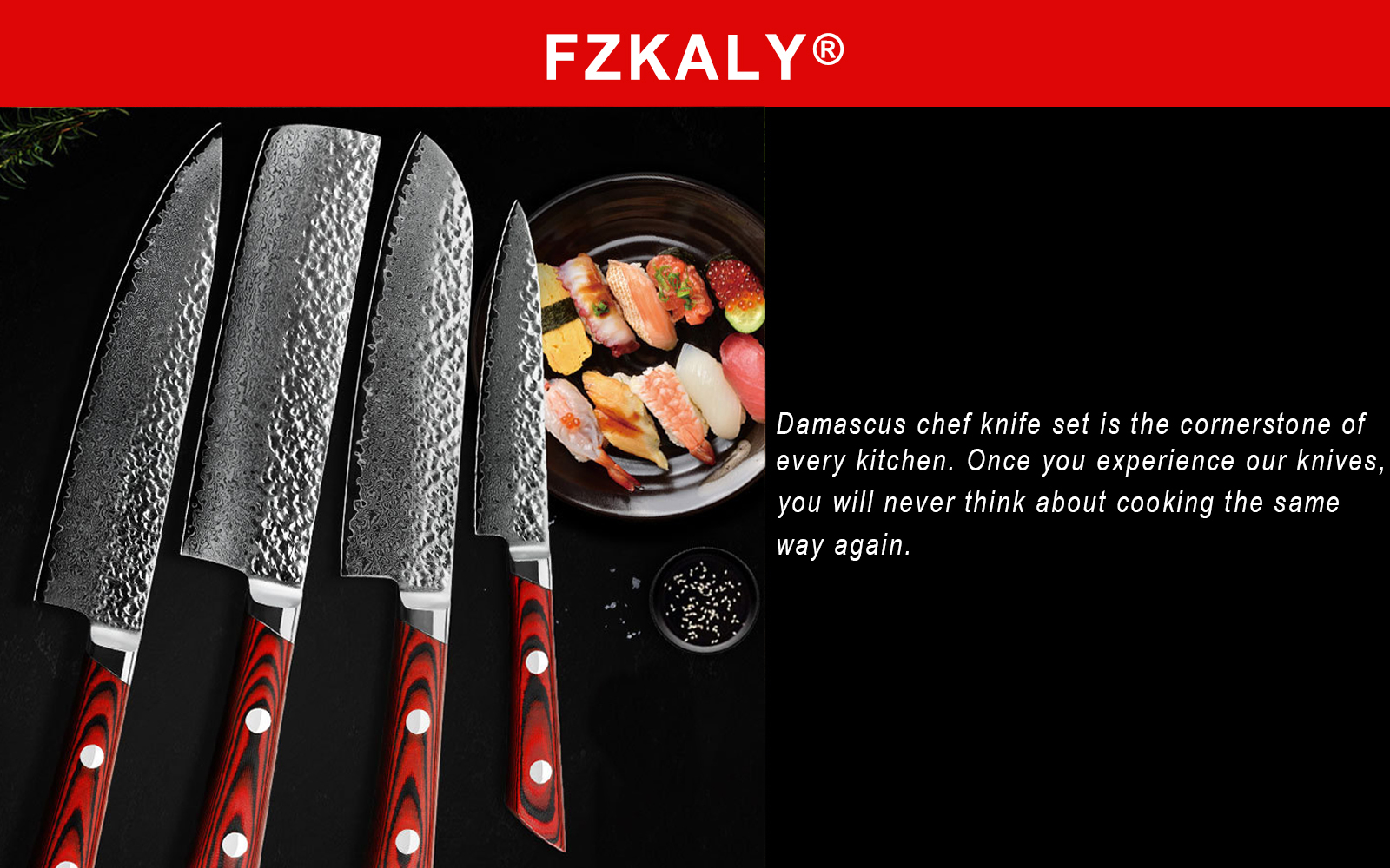 4 Piece Japanese Damascus Knife Set