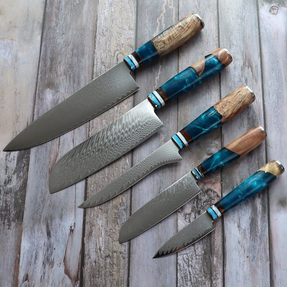 5-Piece Professional Japanese Damascus Knife Set