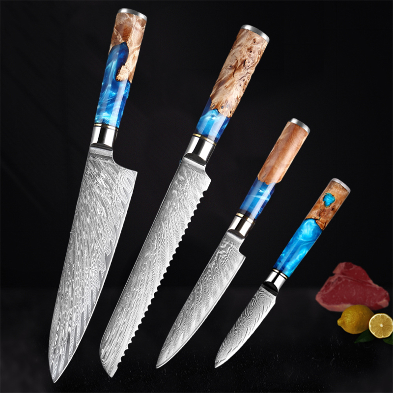 Professional Japanese Damascus Steel Chef Knife Set