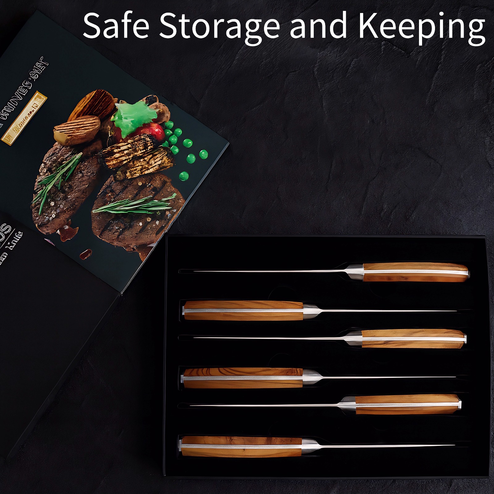 6-Piece Straight-Edge Japanese Damascus Steak Knife Set