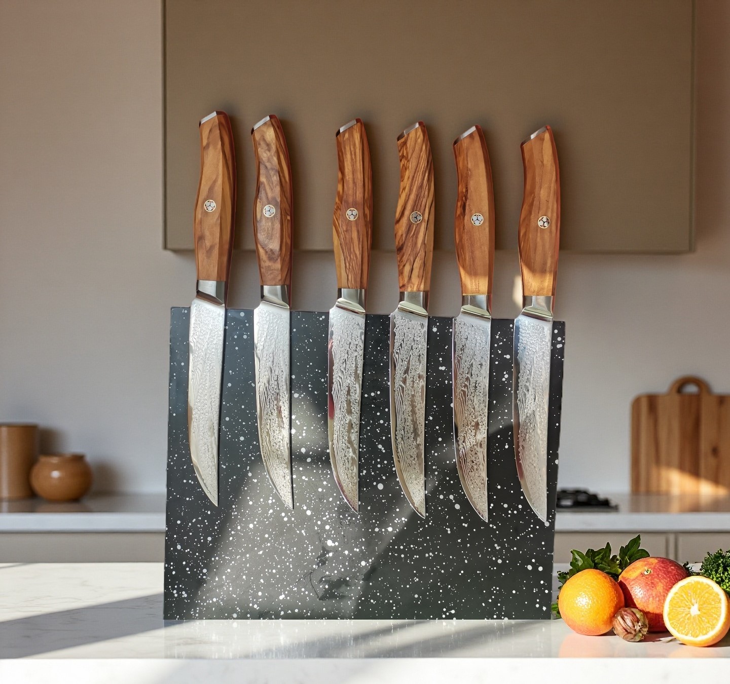 6-Piece Straight-Edge Japanese Damascus Steak Knife Set