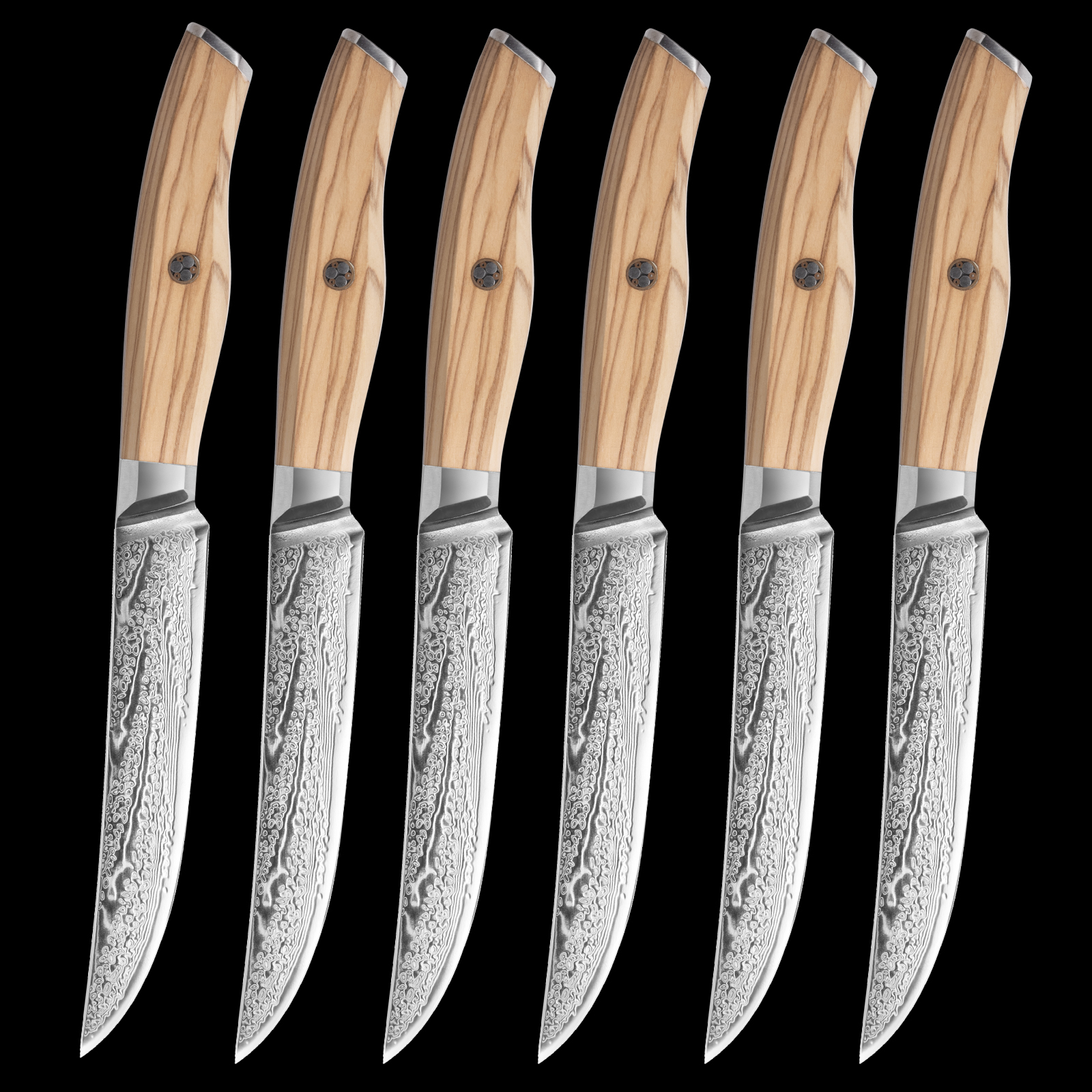 6-Piece Straight-Edge Japanese Damascus Steak Knife Set