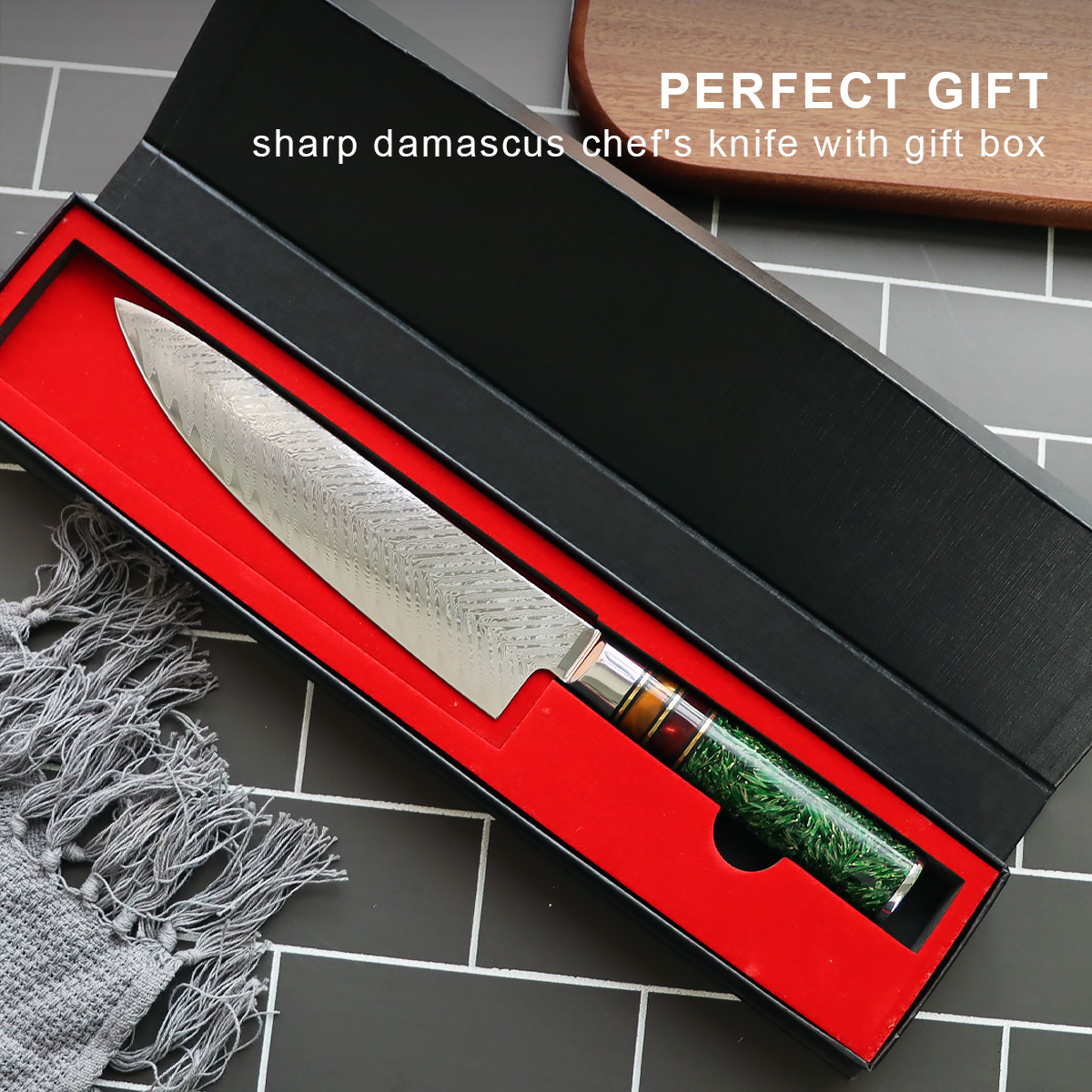 8-Piece Damascus Chef Knives Set