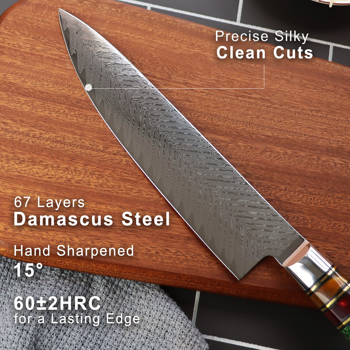 8-Piece Damascus Chef Knives Set