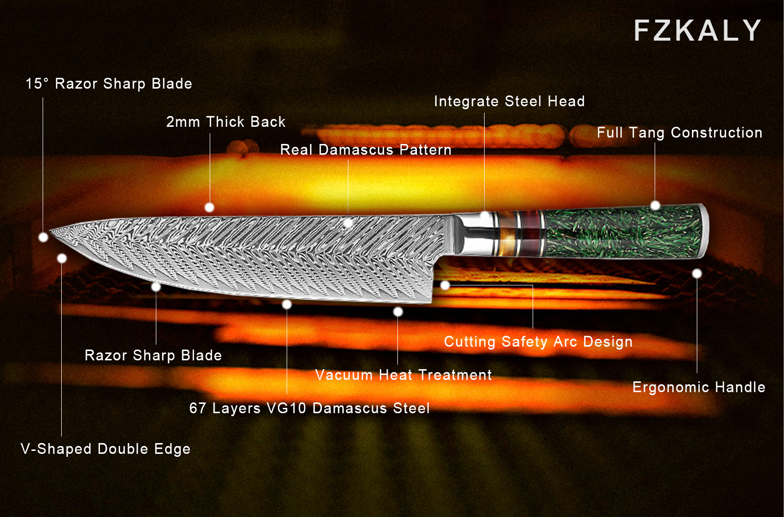 8 Inch Japanese Damascus Steel Chef Knife