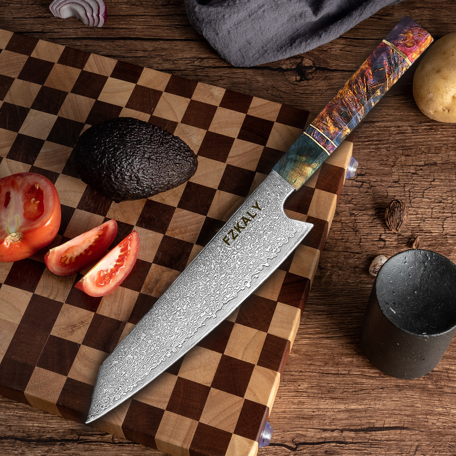 8 inch japanese damascus chef knife