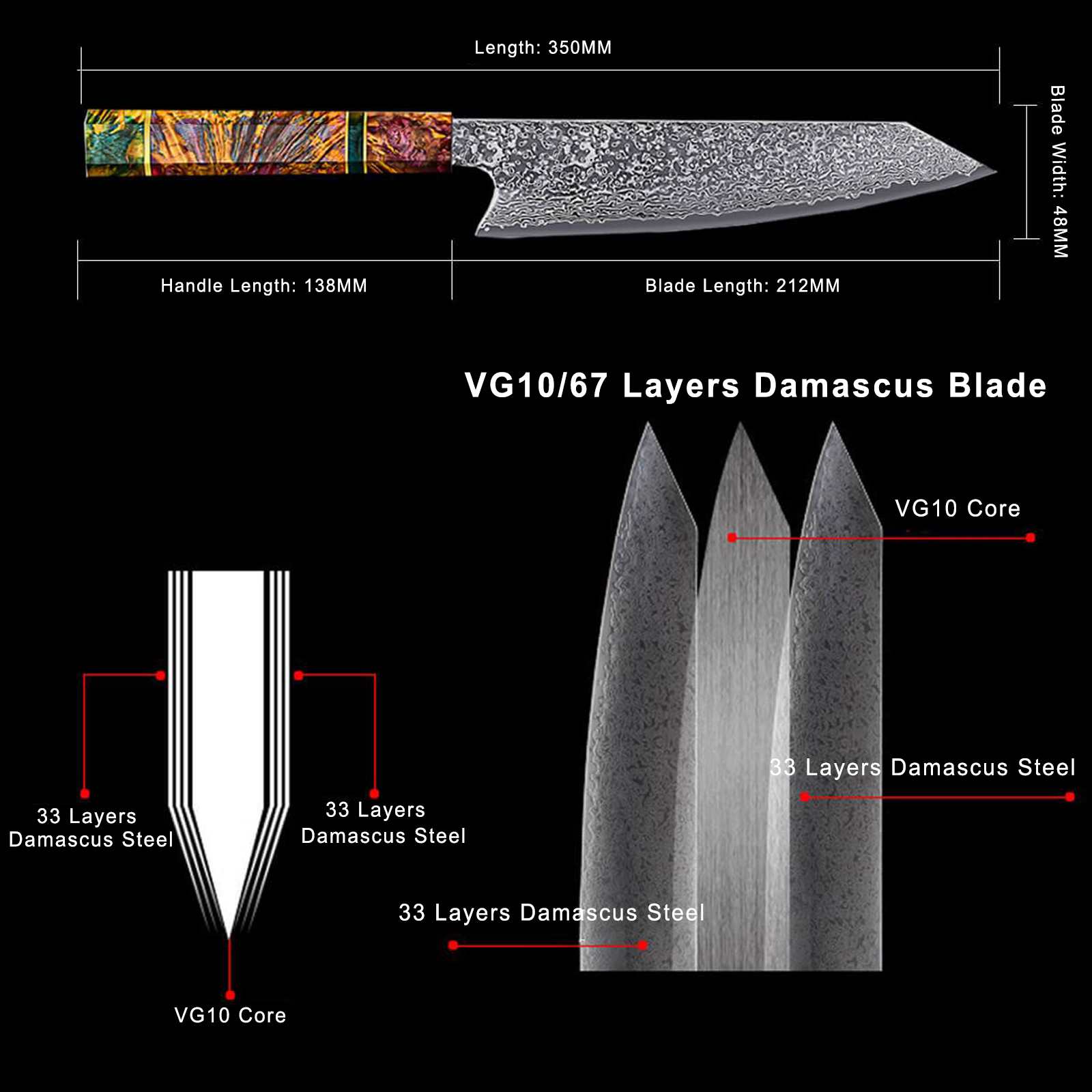 8 Inch Japanese VG10 Damascus Chef Knife