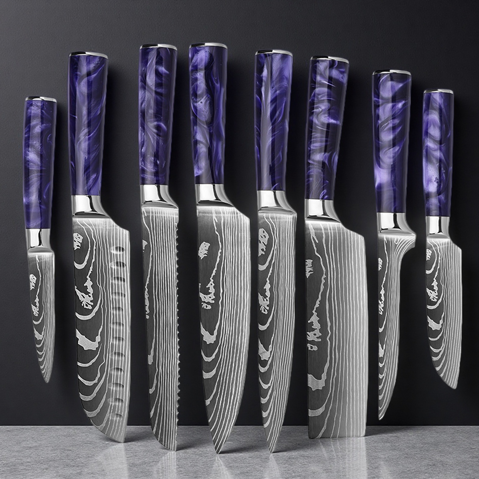 8-Piece Kitchen Knife Set with Resin Handle