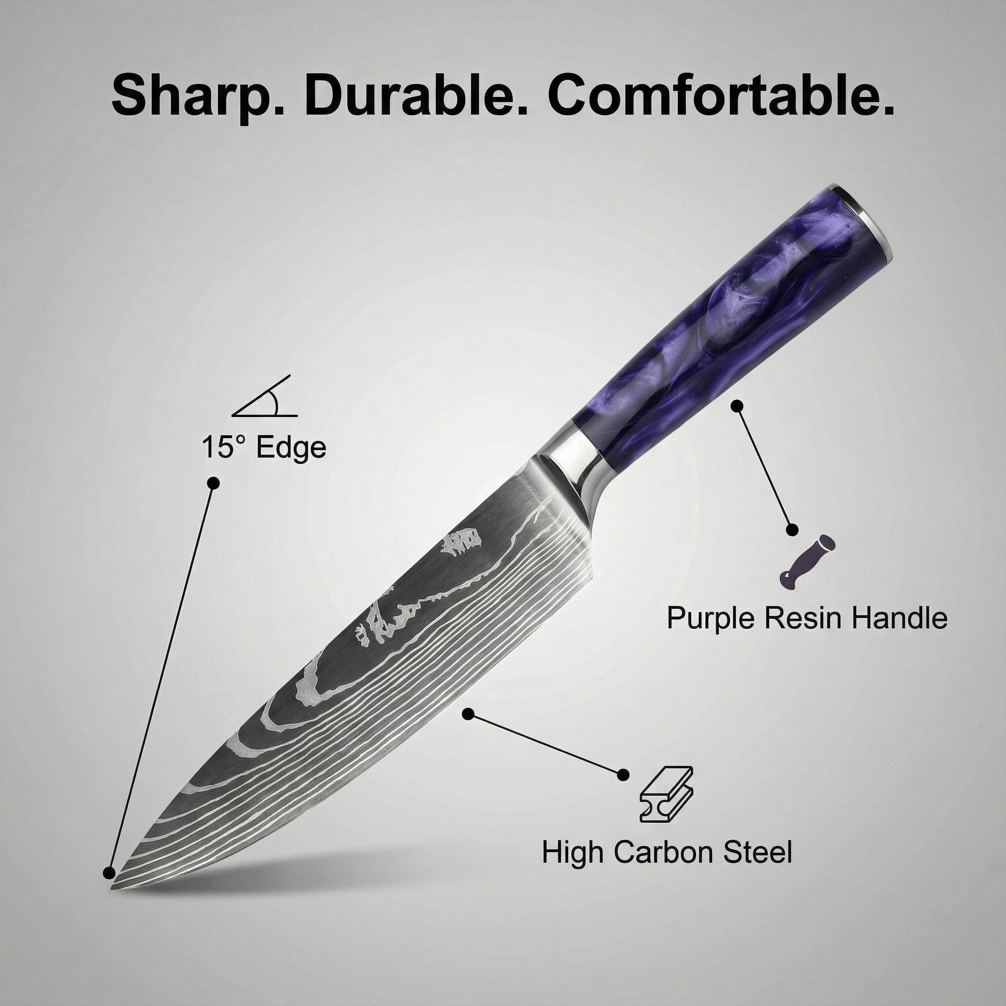 8-Piece Kitchen Knife Set with Resin Handle