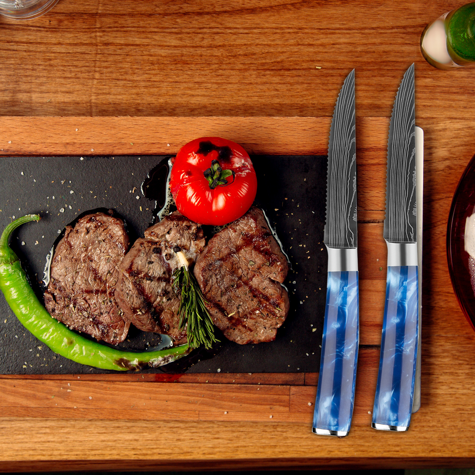 razor-sharp serrated steak knife set