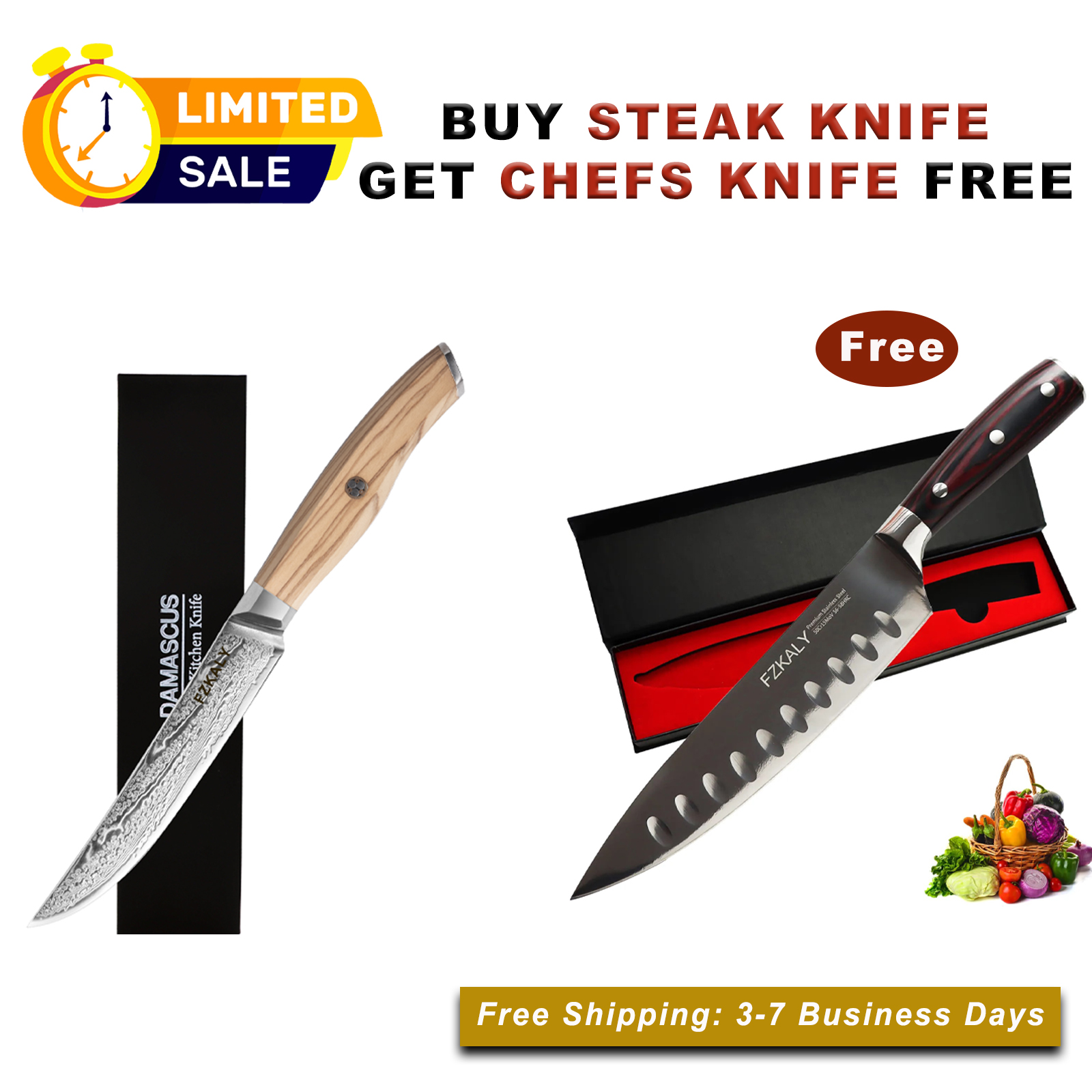 Japanese Damascus Steak Knife with Olive Wood Handle