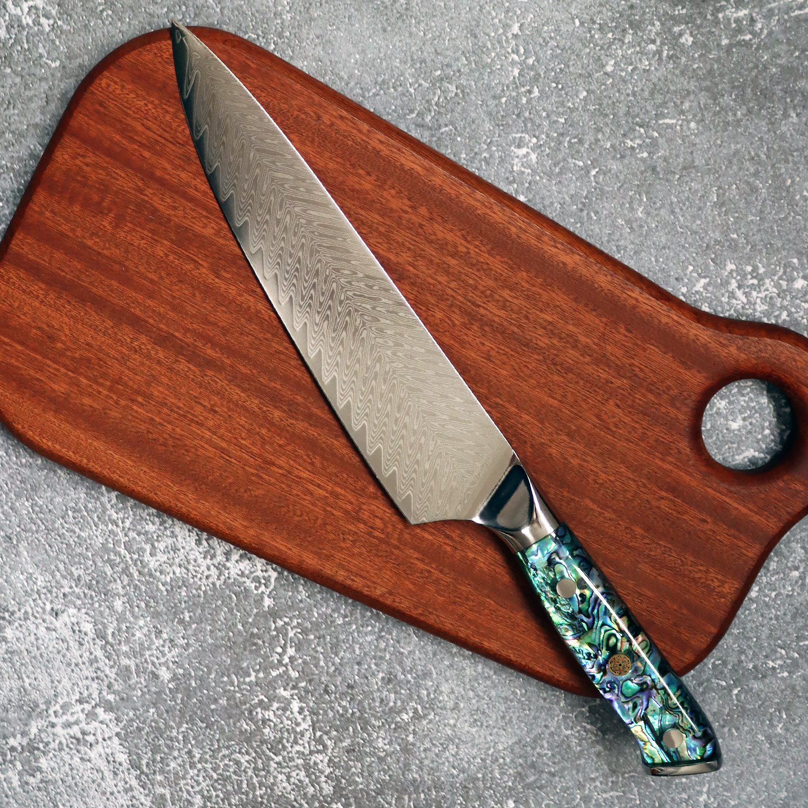 Damascus Knife Set With Block