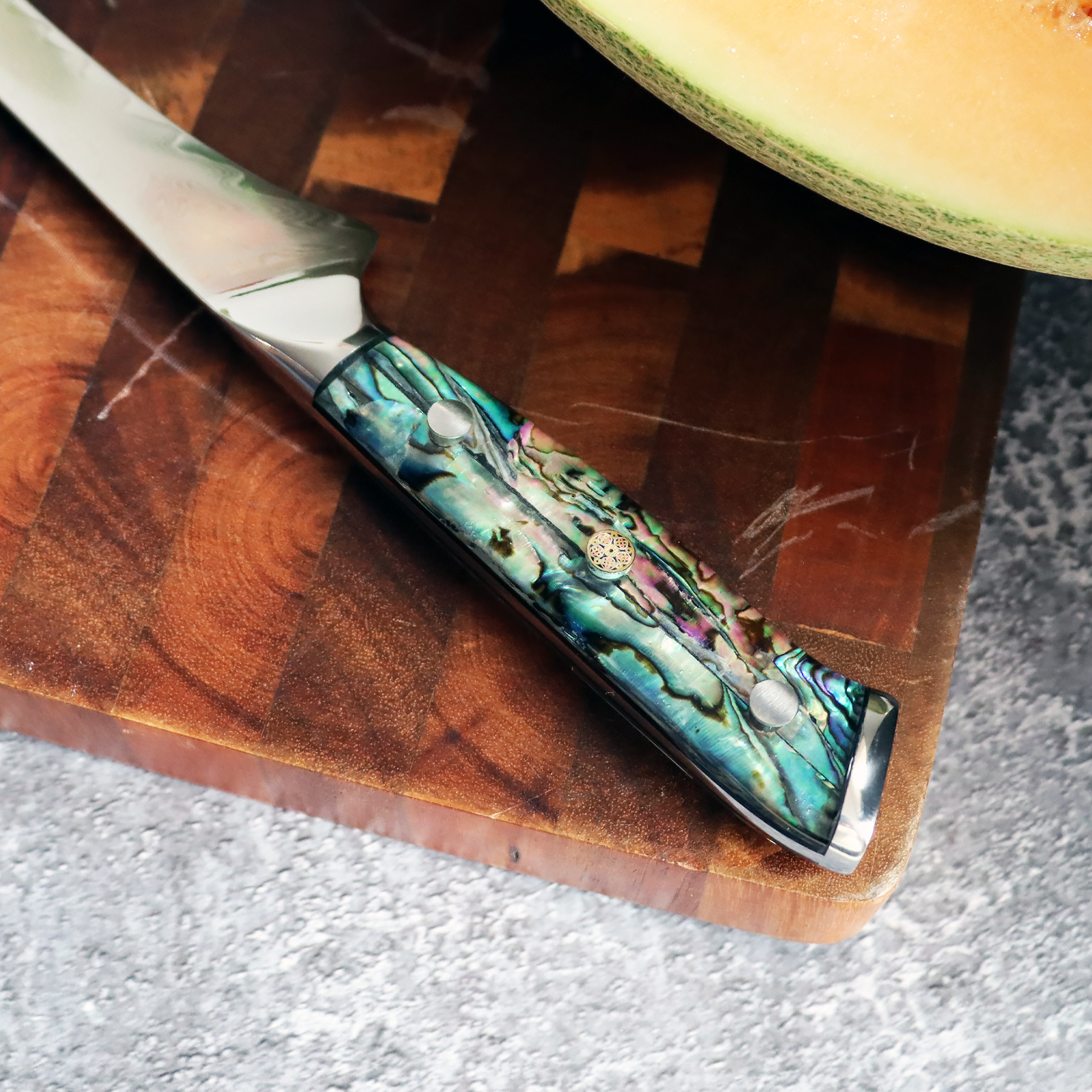 Damascus Knife Set With Block