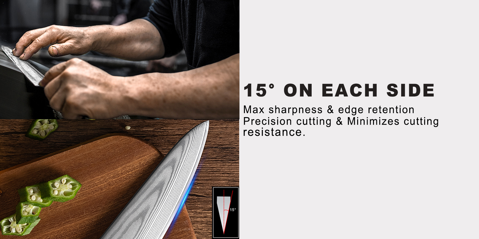 Professional kitchen knives sharp edge