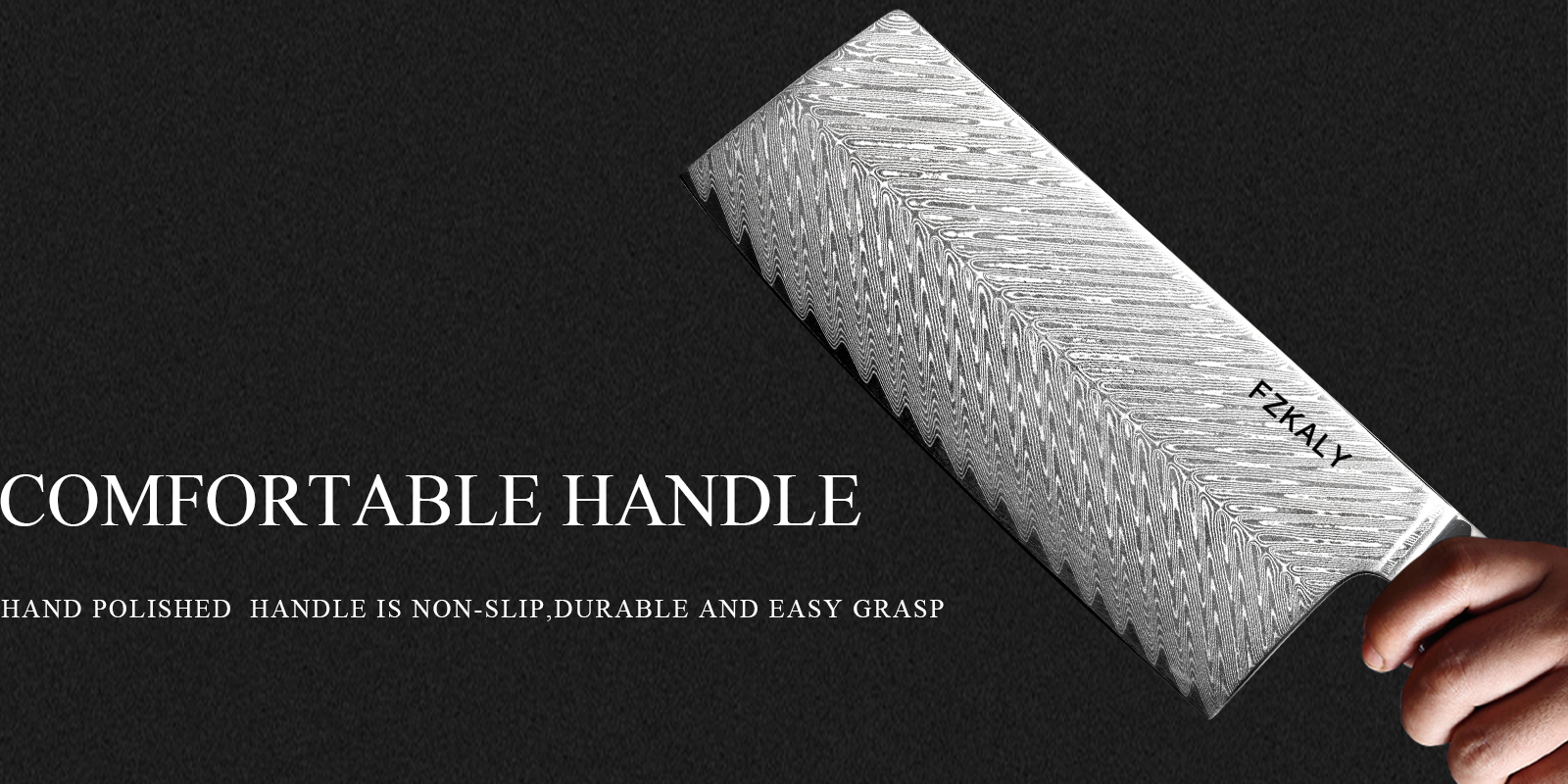 Comfortable handle of Damascus chinese cleaver