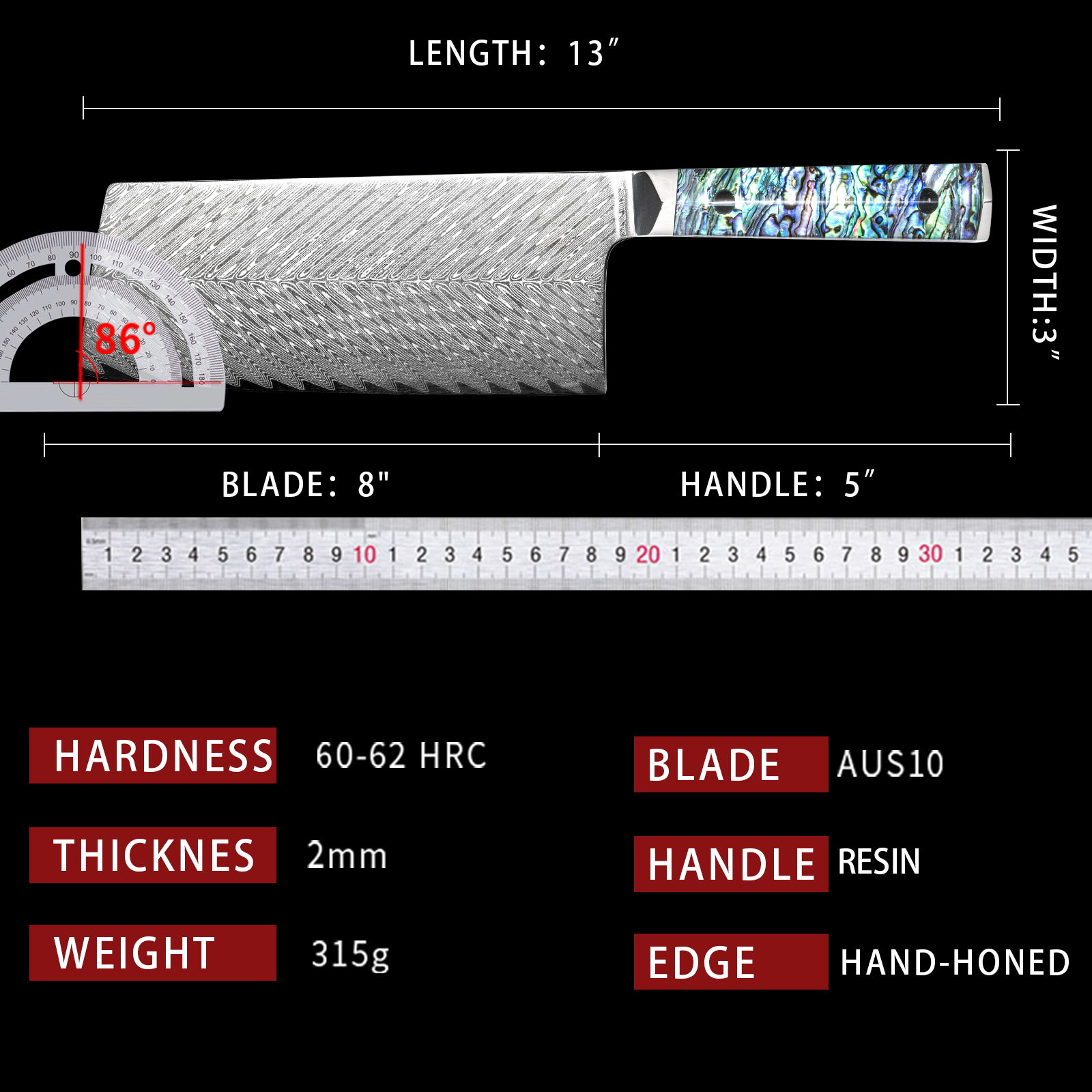 Damascus chinese cleaver